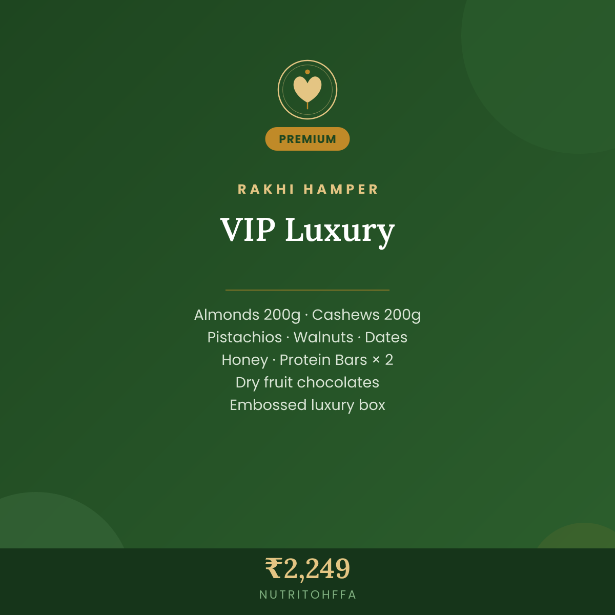 Rakhi Luxury Hamper — VIP | Walnuts, Protein Bars & Dry Fruit Chocolates